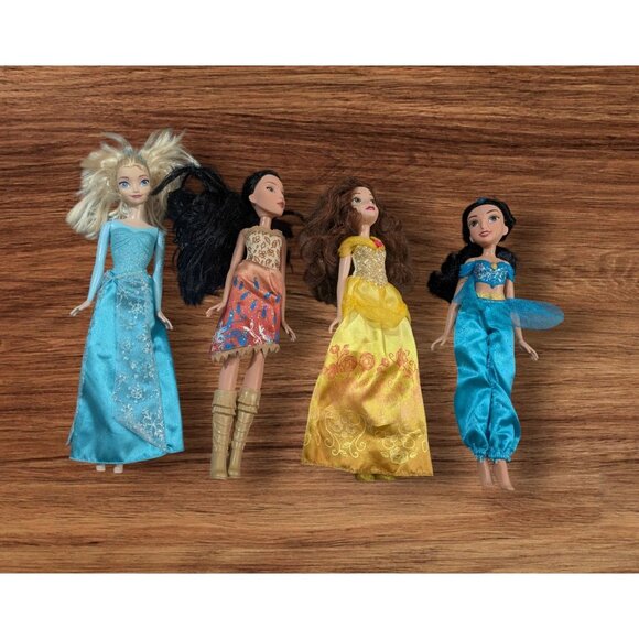 Disney Princess Dolls Lot By Mattel 11" Belle Jasmine Elsa & Moana Pre-Owned - Picture 1 of 9